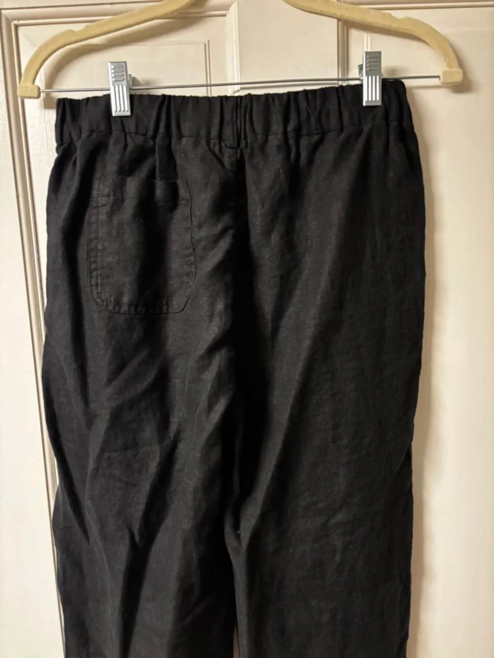 Quince European Linen Black Cropped  Pull-On Pants ankle length